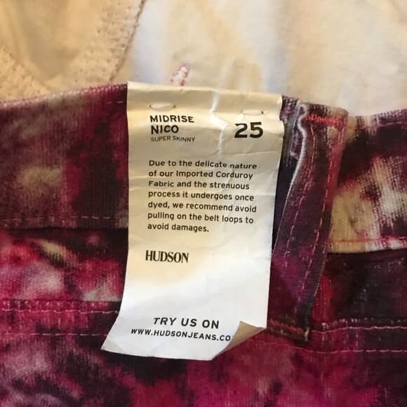 NEW Hudson Nico Pink Galaxy Super Skinny Corduroy Pants 25 - Picture 9 of 10